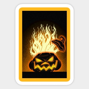 Spooky Scary Flaming Pumpkin Sticker